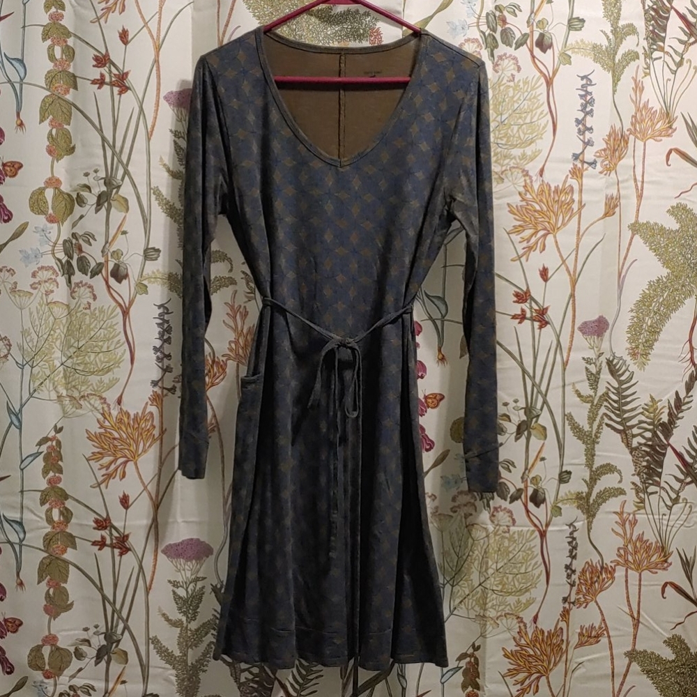 Horny Toad Long Sleeve Dress in Blue and Brown